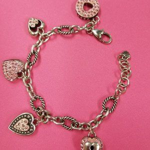 Brighton Pink Crystal Pave Heart Bracelet